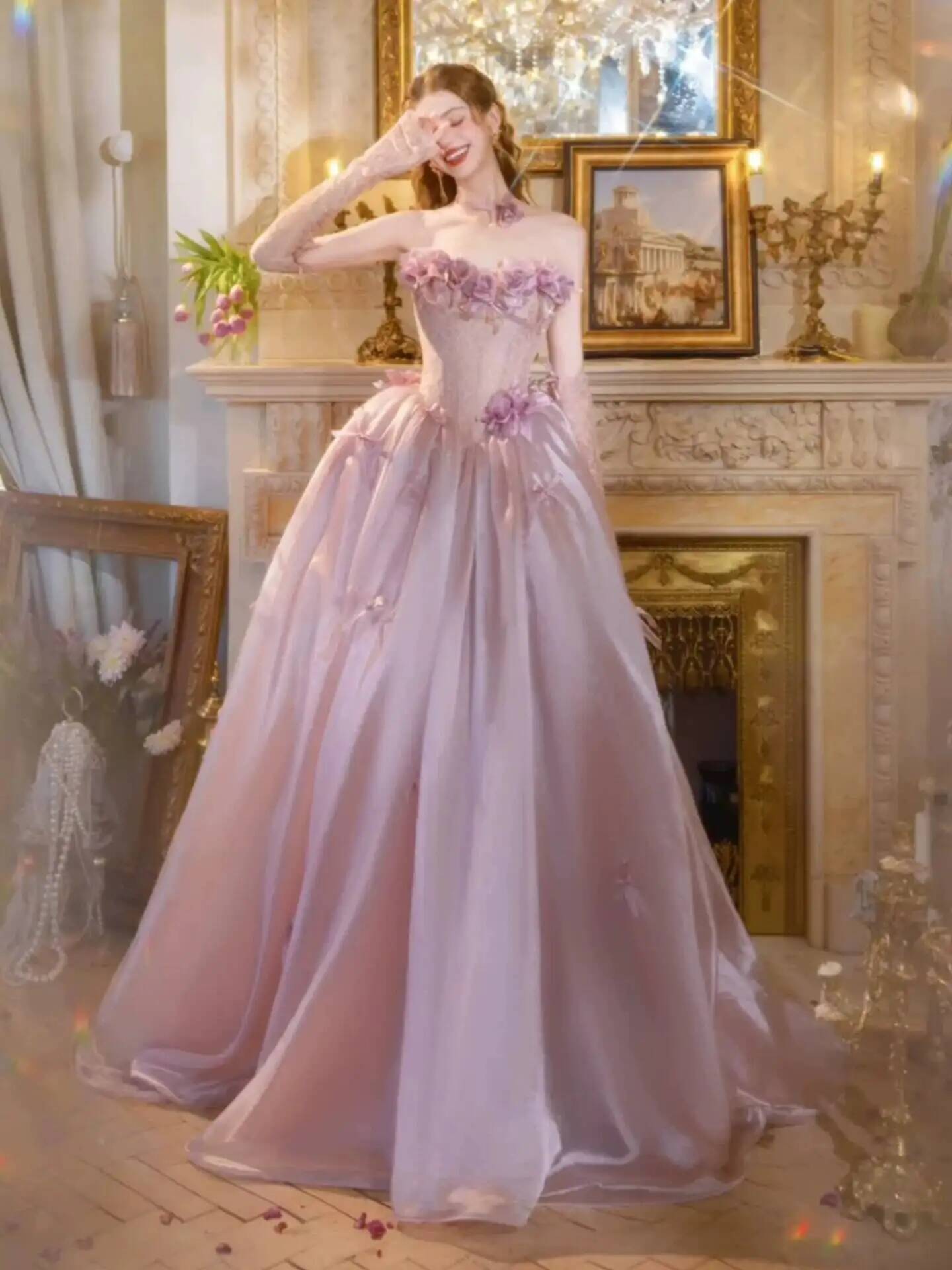 Vintage Dusty Pink Princess Ba - Formal Dress 评论和价格